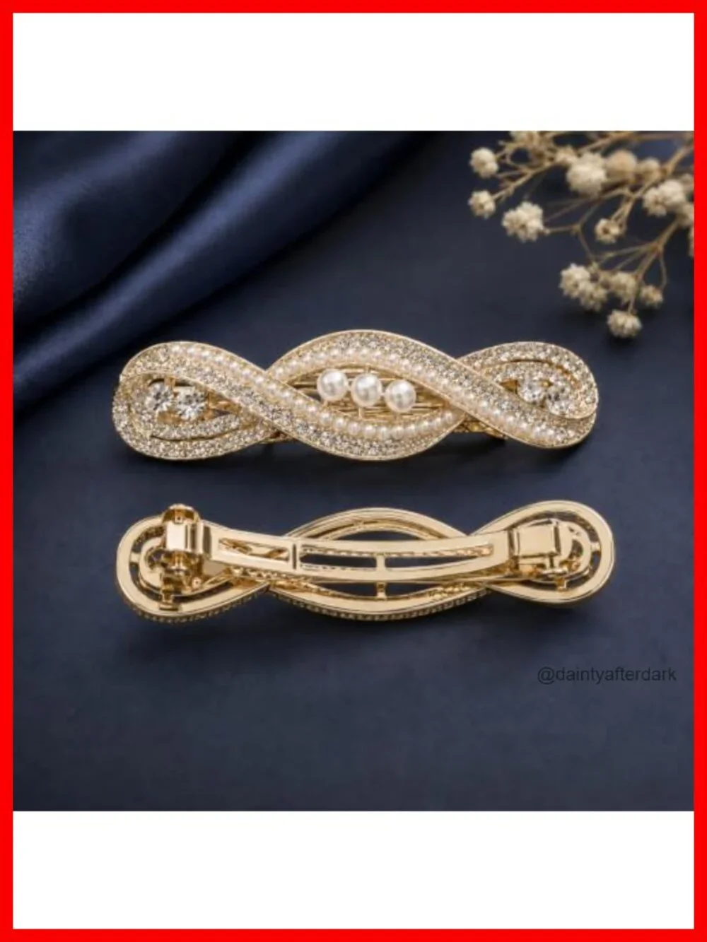 Infinity Symbol Pearl Rhinestone Hair Clip for Women Weddings
